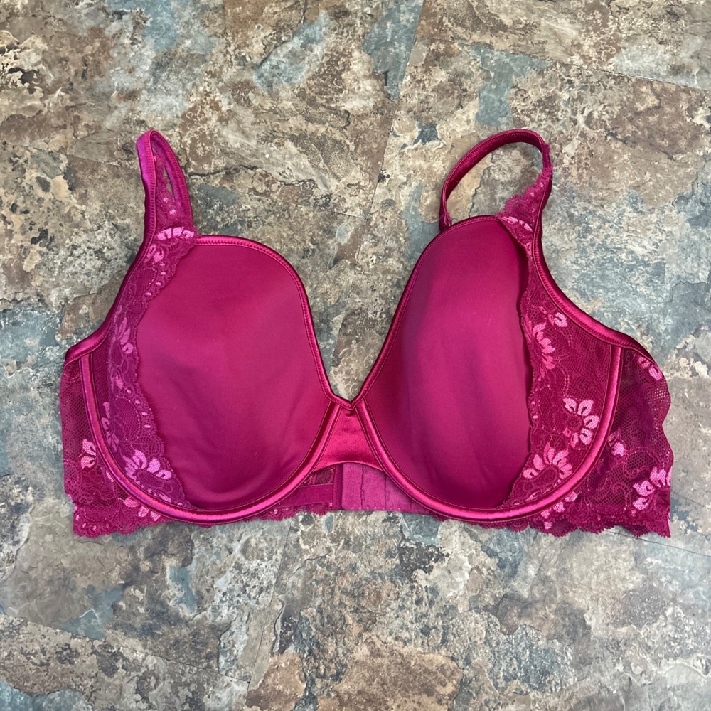 Vintage Victoria's Secret Angels Lightly Lined Bra Womens Size 38DD Pink Lace
